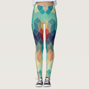 Hipster geometric cubes: retro mosaic background. leggings