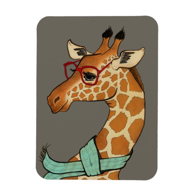 Hipster Giraffe Magnet (Vertical)