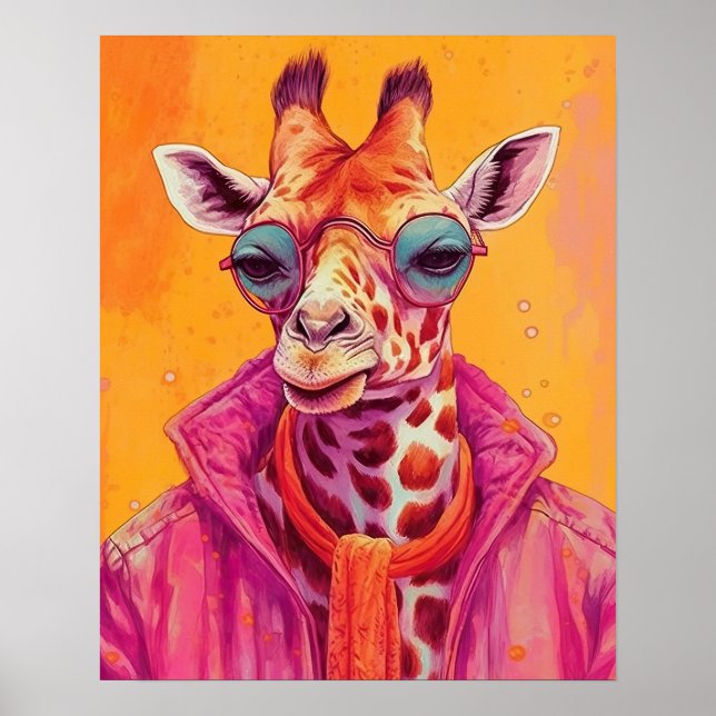 Hipster Giraffe Poster  (Front)