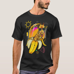 Hipster Giraffe with Banana and Sunglasses  summer T-Shirt