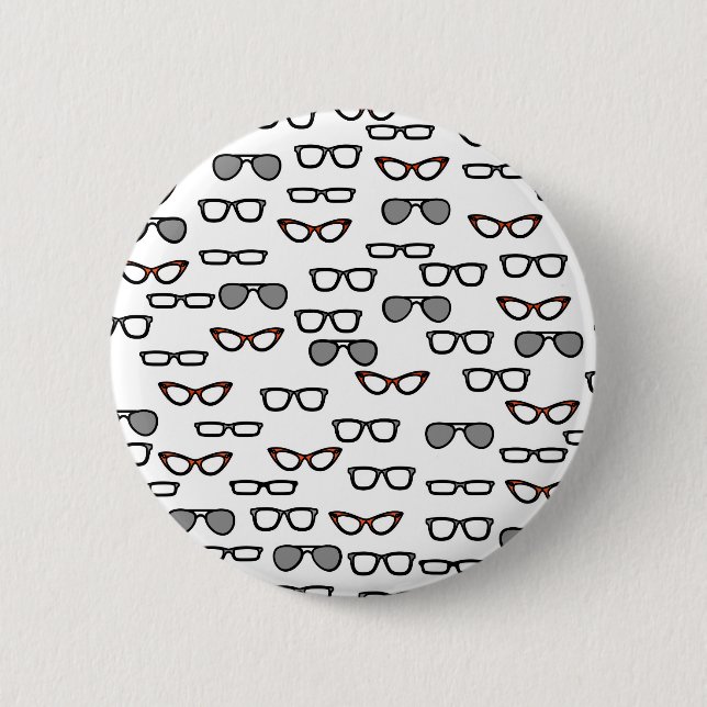 Hipster glasses 2 inch round button (Front)