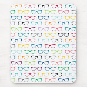 Hipster Glasses Colourful Pattern Mouse Pad