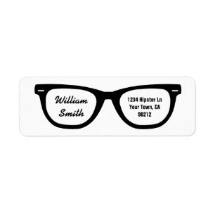 Hipster Glasses Custom Address Label