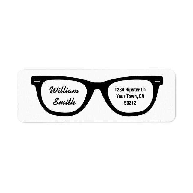 Hipster Glasses Custom Address Label (Front)