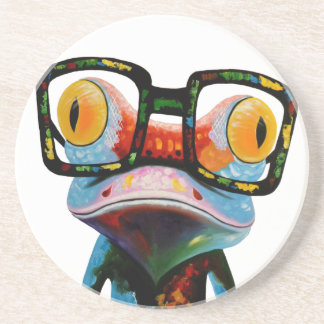 Hipster Glasses Frog Coaster