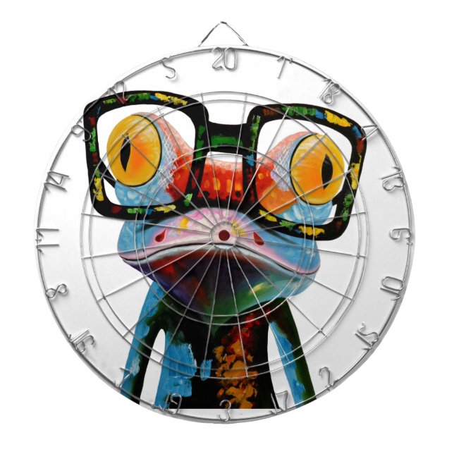 Hipster Glasses Frog Dartboard (Front)