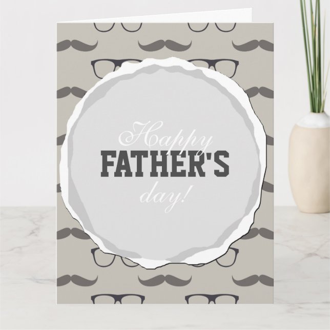 hipster glasses moustache father's day card (Front)
