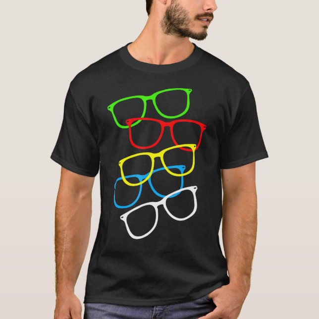 Hipster Glasses Print Optometrist Eyeglass Opticia T-Shirt (Front)