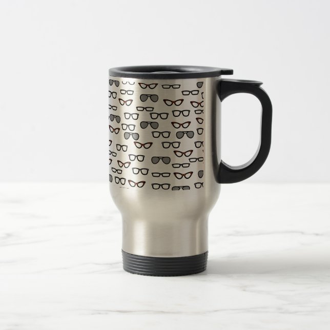 Hipster glasses travel mug (Right)