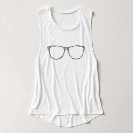 Hipster Glitter Silver Glasses Women's Tank Top