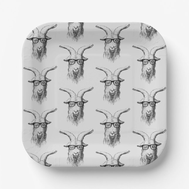 Hipster Goat Hello Handsome Paper Plate (Front)