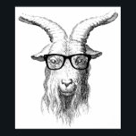 Hipster Goat Poster<br><div class="desc">Hipster Goat farm animals black and white with glasses</div>