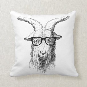 Hipster Goat Throw Pillow