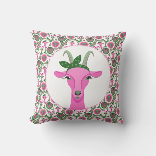 Hipster Goats | by TotallyGoatally™ Throw Pillow (Front)