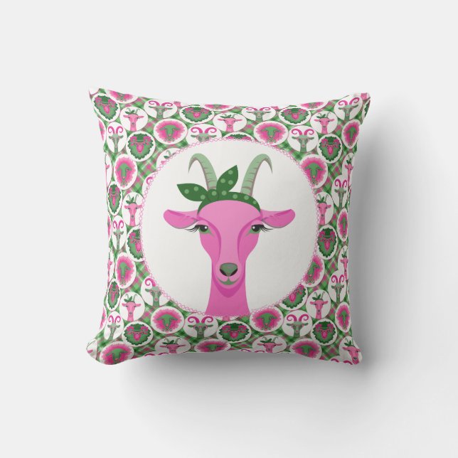 Hipster Goats | by TotallyGoatally™ Throw Pillow (Front)