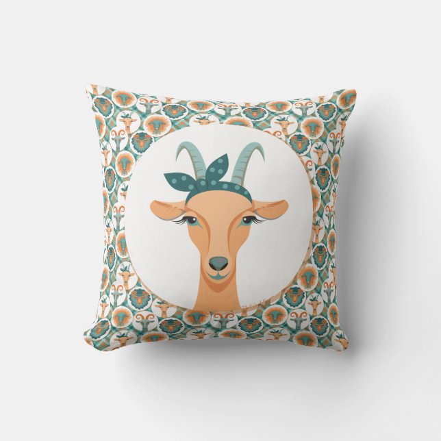 Hipster Goats | by TotallyGoatally™ Throw Pillow (Front)