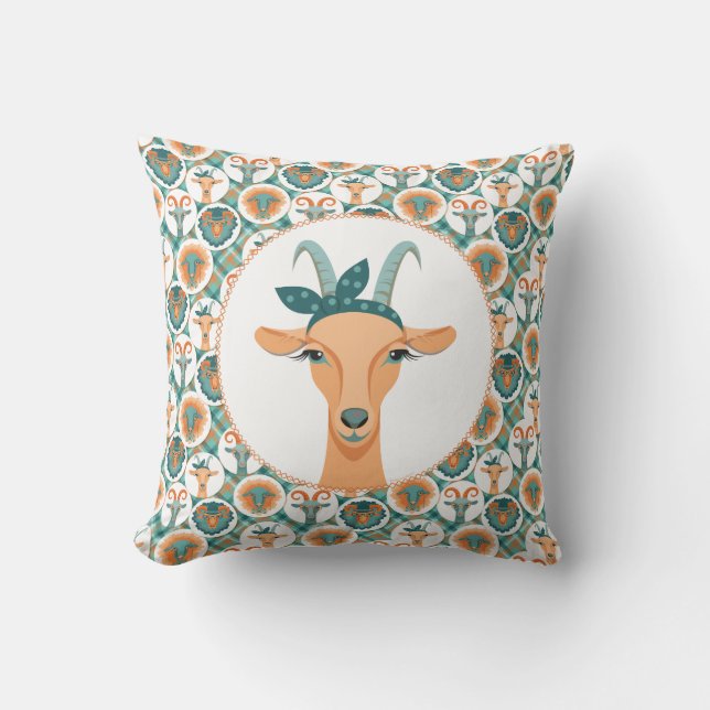 Hipster Goats | by TotallyGoatally™ Throw Pillow (Front)