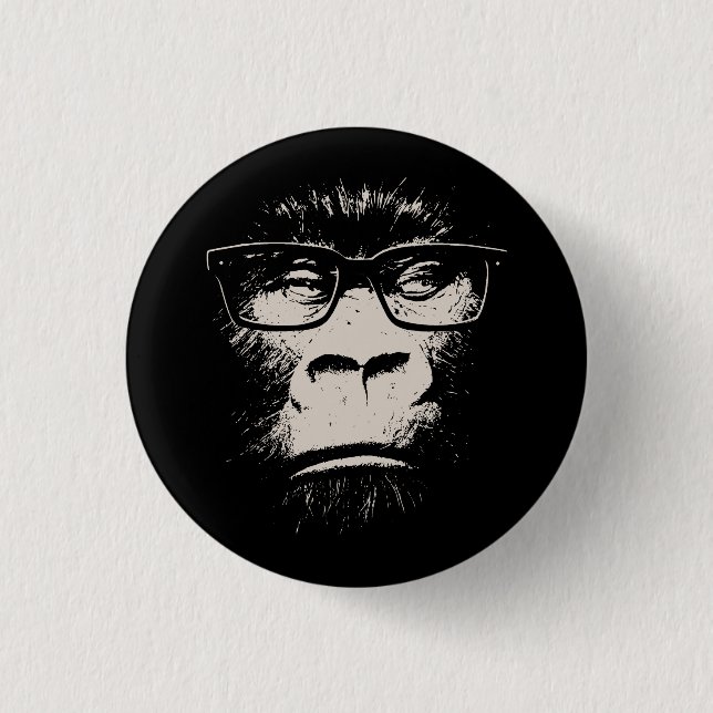 Hipster Gorilla With Glasses 1 Inch Round Button (Front)