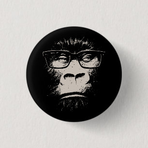Hipster Gorilla With Glasses 1 Inch Round Button