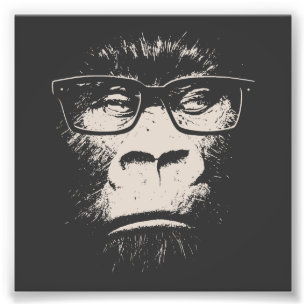 Hipster Gorilla With Glasses Photo Print