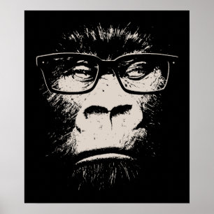 Hipster Gorilla With Glasses Poster
