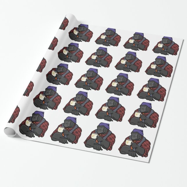Hipster Gorilla Wrapping Paper (Unrolled)