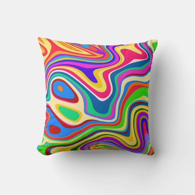 Hipster Groovy Retro Rainbow Surface Pattern  Throw Pillow (Front)