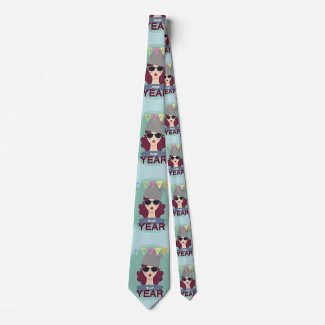 hipster happy new year tie (Front)