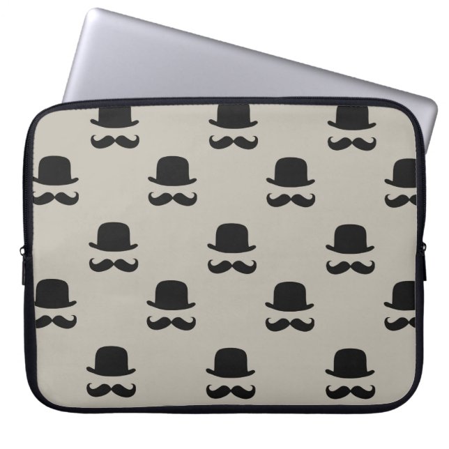 Hipster Hats and Moustaches Laptop Sleeve (Front)