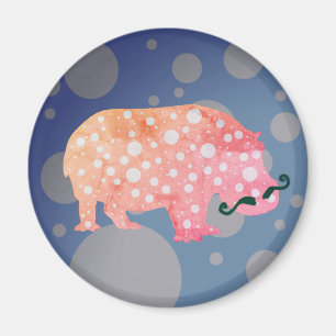 Hipster Hippopotamus Standard, Aimant Rond De 5,7 