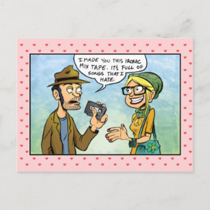 Hipster Ironic Mix Tape Valentine's Day Holiday Postcard
