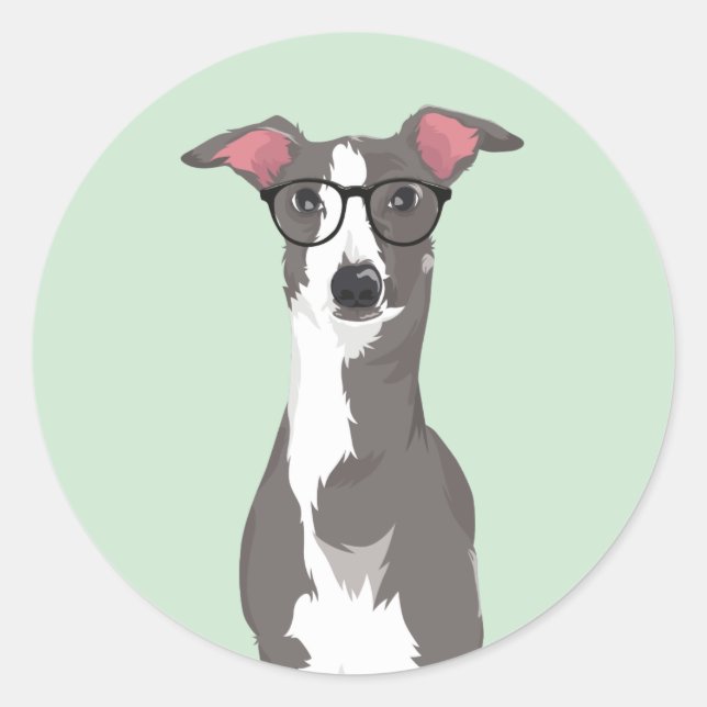 Hipster Italian Greyhound Dog for Dog Lovers Classic Round Sticker (Front)