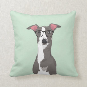 Hipster Italian Greyhound Dog for Dog Lovers Throw Pillow