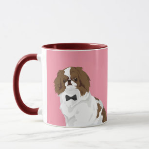 Hipster Japanese Chin with Black Tie for Dog Lover Mug