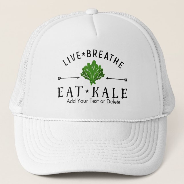 Hipster Kale Live Breathe Eat Kale Custom Trucker Hat (Front)