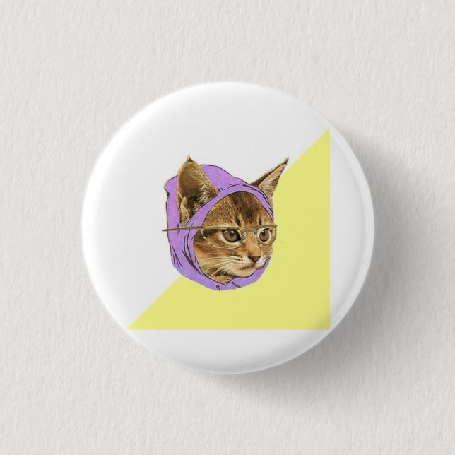 Hipster Kitty Cat Advice Animal Meme 1 Inch Round Button (Front)