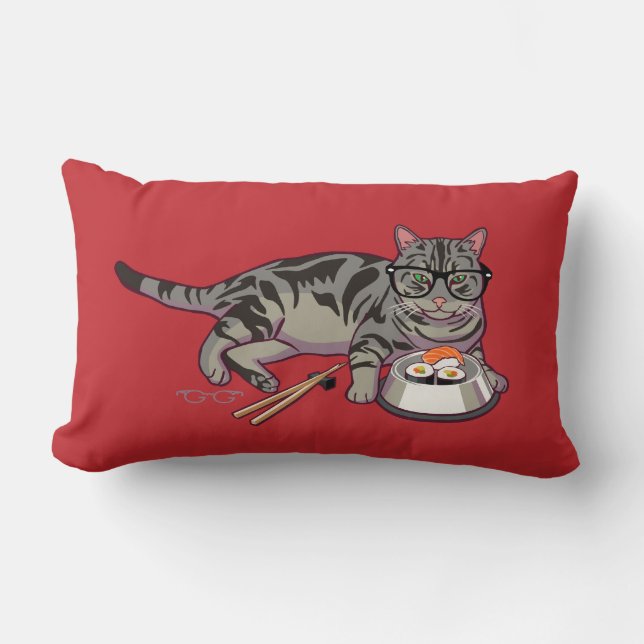 Hipster Kitty Lumbar Pillow (Front)