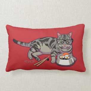Hipster Kitty Lumbar Pillow