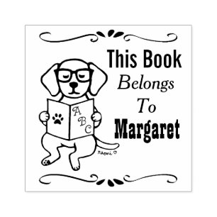 Hipster Labrador Puppy Book Label Stamp