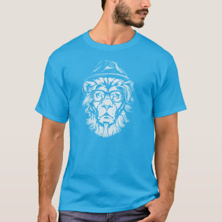 Hipster Lion Blue T-Shirt