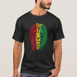 Hipster Lion Jamaica Colours Grid Curls Tiger Gift T-Shirt
