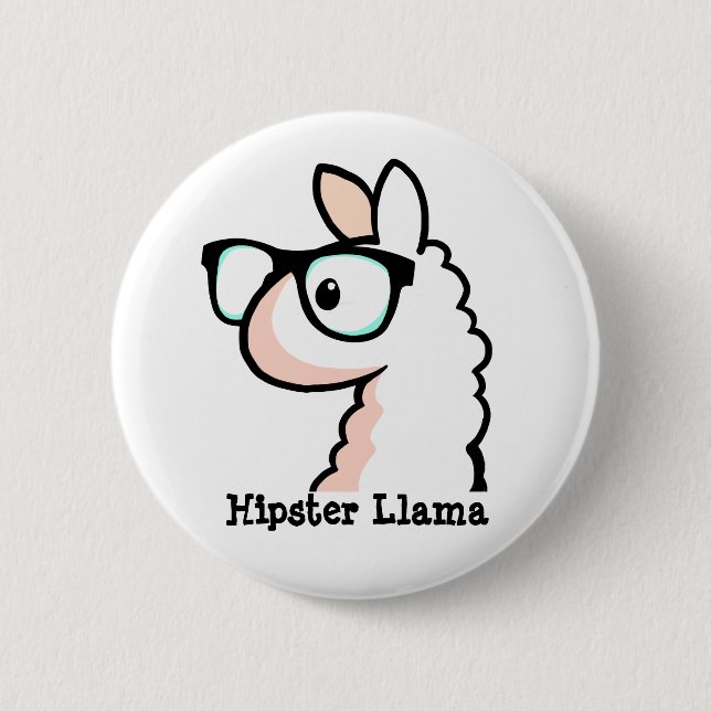 Hipster Llama 2 Inch Round Button (Front)