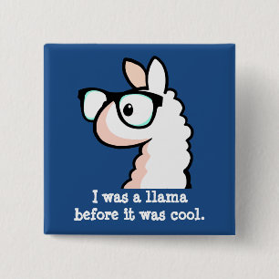 Hipster Llama 2 Inch Square Button