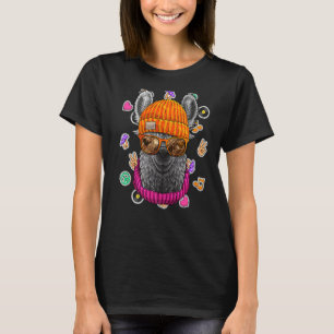 Hipster Llama Geek Nerd Glasses Animal Love Peace  T-Shirt