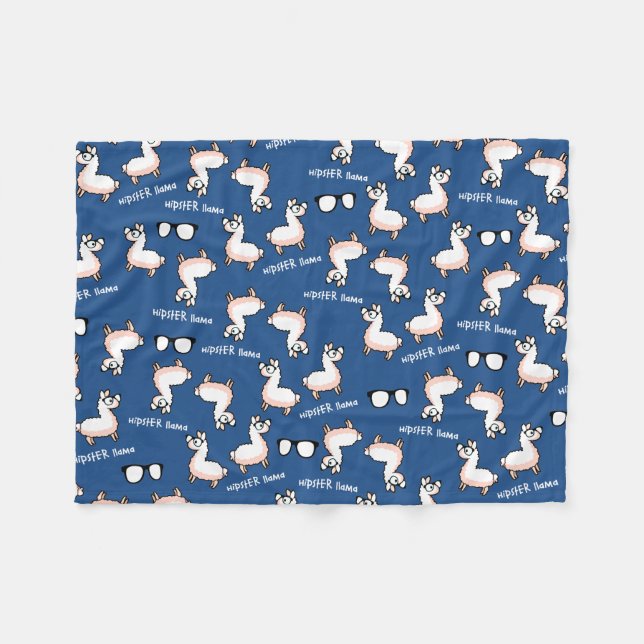 Hipster Llama Madness Fleece Blanket (Front (Horizontal))