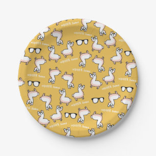 Hipster Llama Madness Paper Plate
