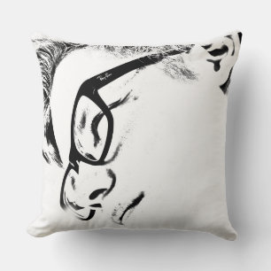 Hipster Man With Glasses Throw Pillow