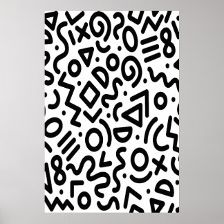 Hipster Memphis Style black and white geometric Poster
