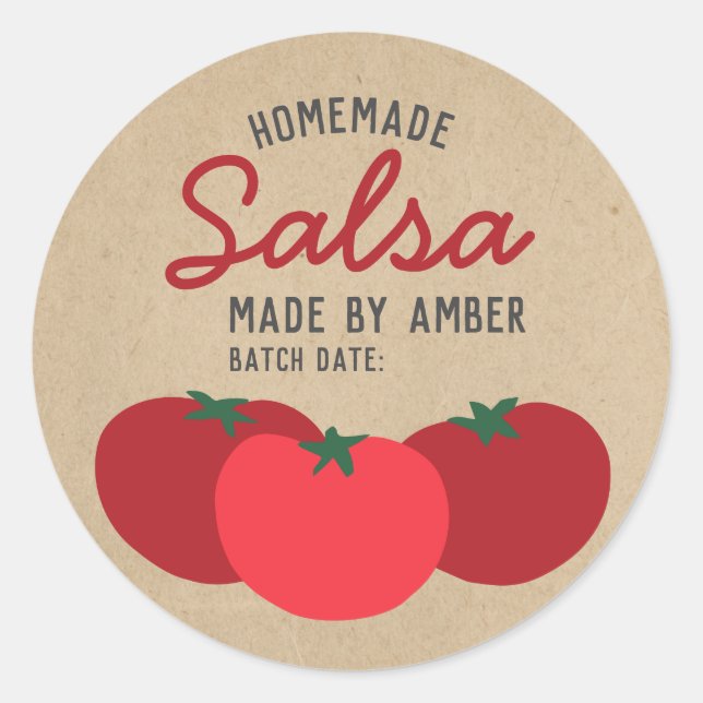 Hipster Modern Homemade Salsa Tomato Canning Label (Front)