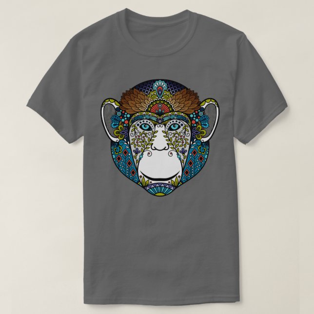 Hipster Monkey Colourful  T-Shirt (Design Front)